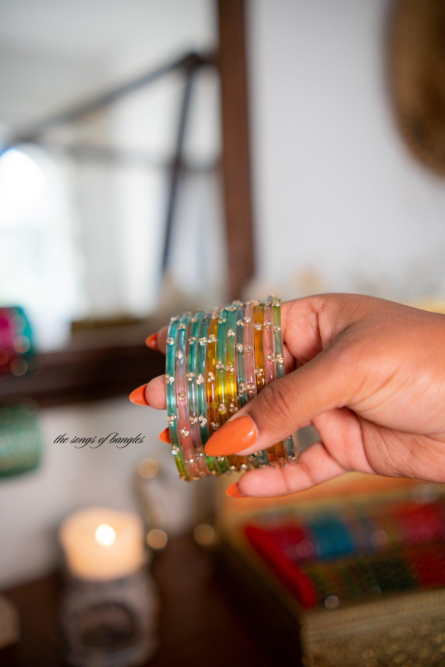 "Candycane" 3 Stone Glass Bangles