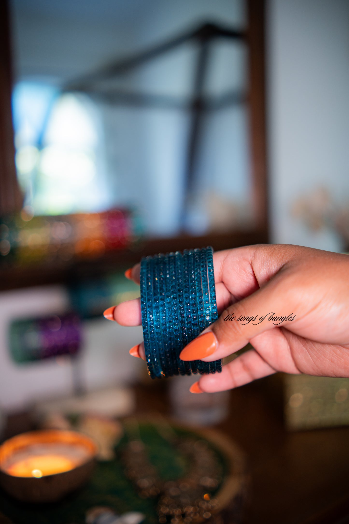 "Azure" Raindrop Glass Bangles