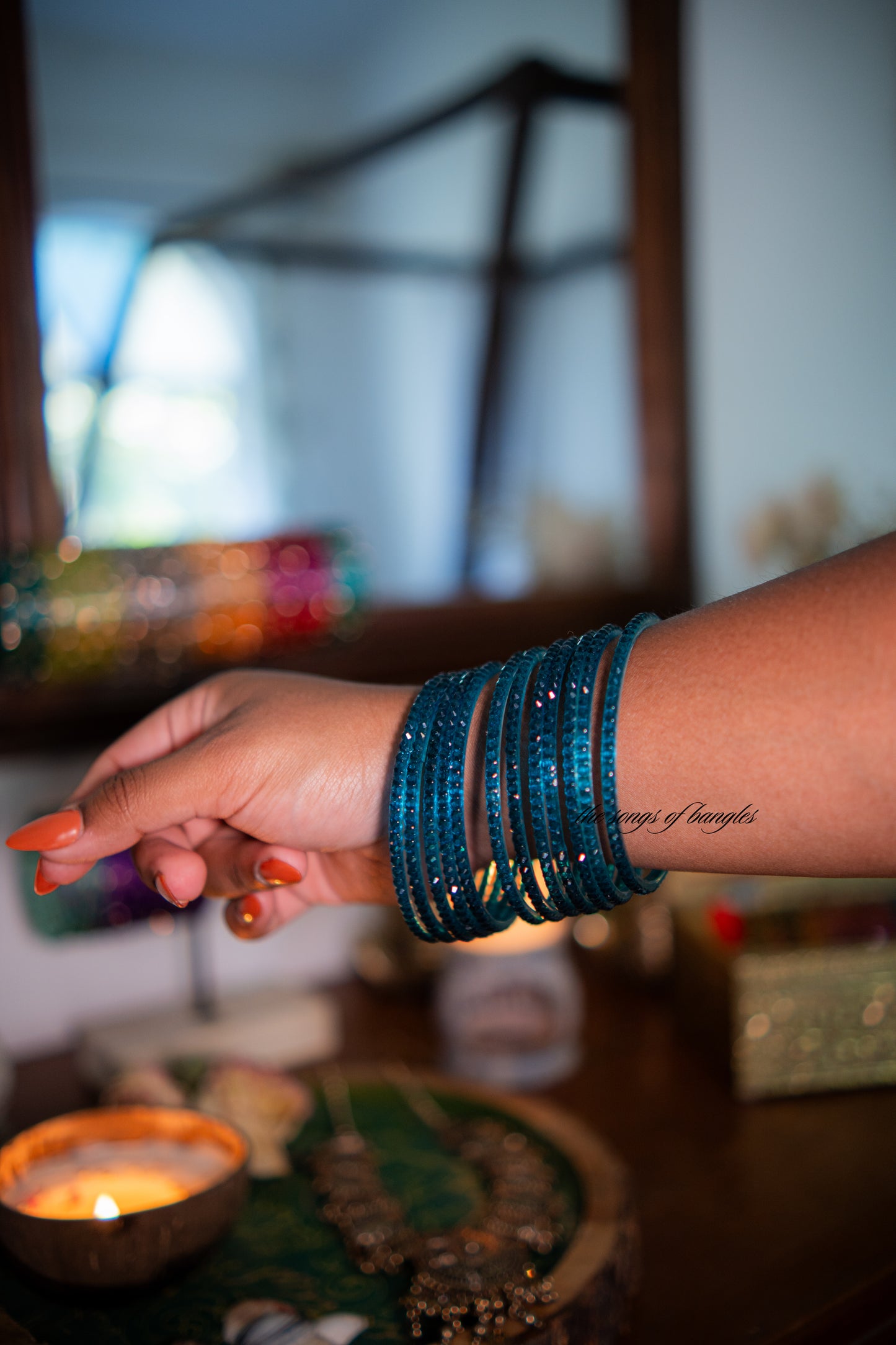 "Azure" Raindrop Glass Bangles