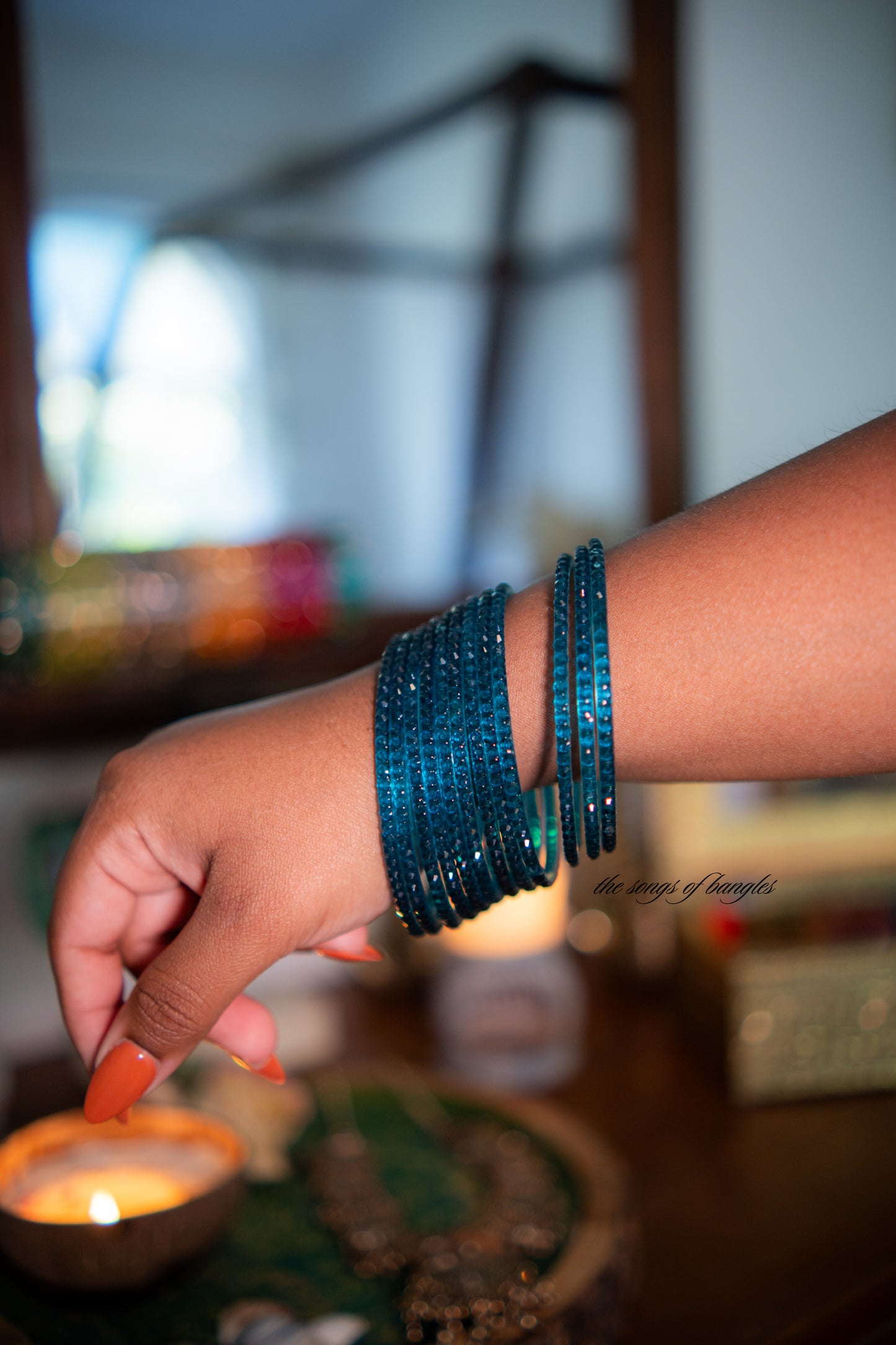 "Azure" Raindrop Glass Bangles
