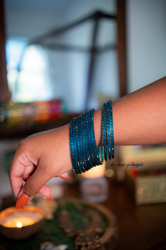 "Azure" Raindrop Glass Bangles