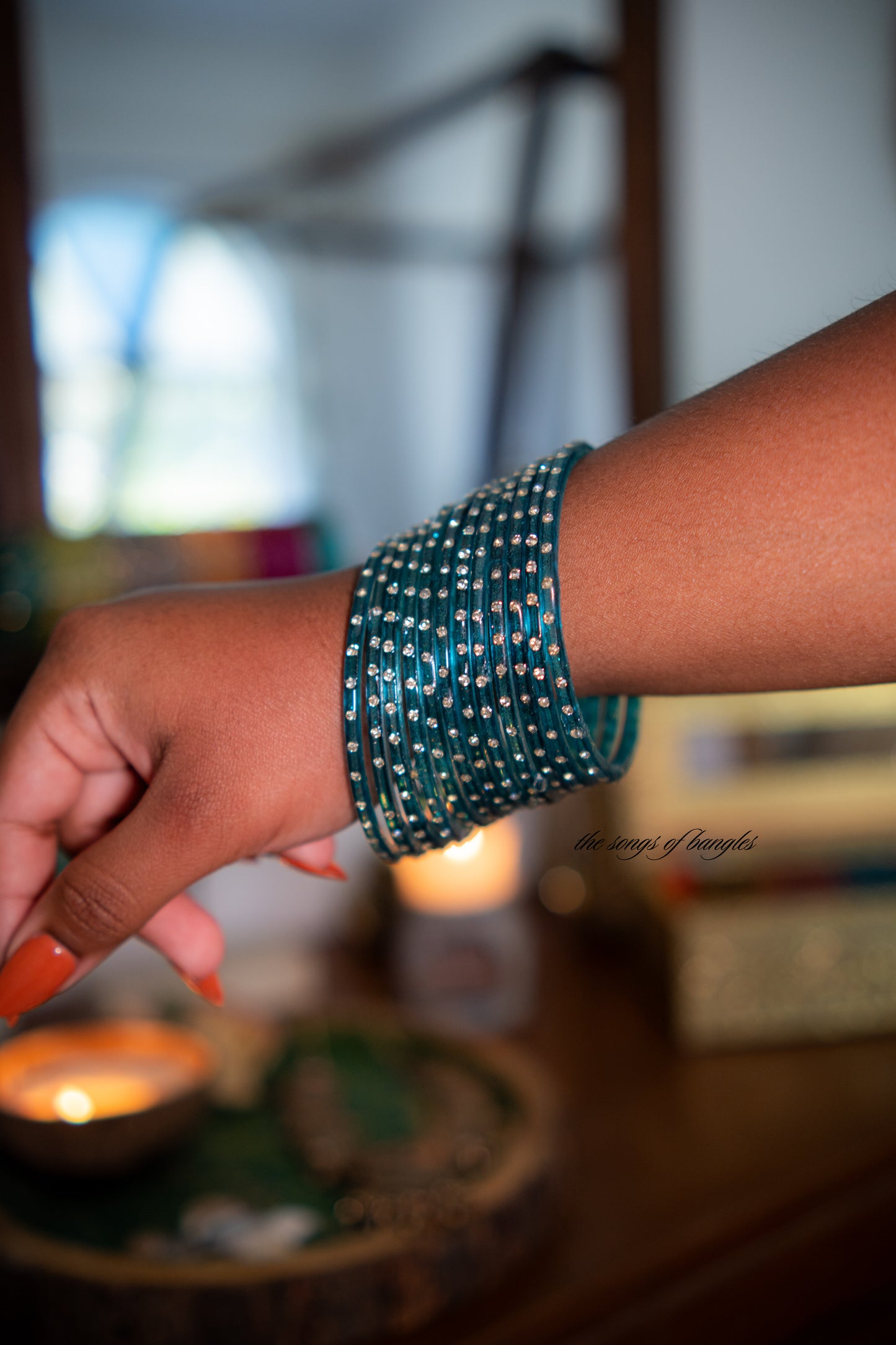 "Blue" Stone Glass Bangles