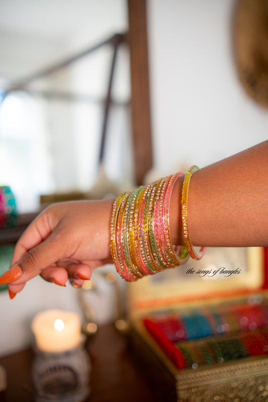 "Candy Berry" Stone Studded Glass Bangles